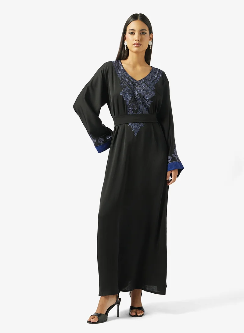 hayas closet  Embroidered Belted Jalabiya for Women | Best Price UAE